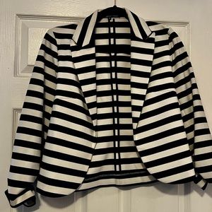 Size 10 striped blazer, stretchy, hook closure in front